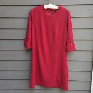 Orsay Red Dress with Ruffle Sleeves Size 42